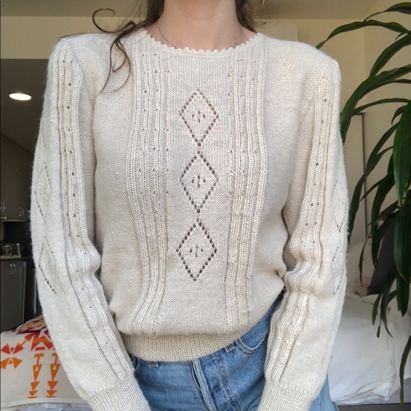 Vintage Sweaters - Vintage Cream Alpaca Sweater
